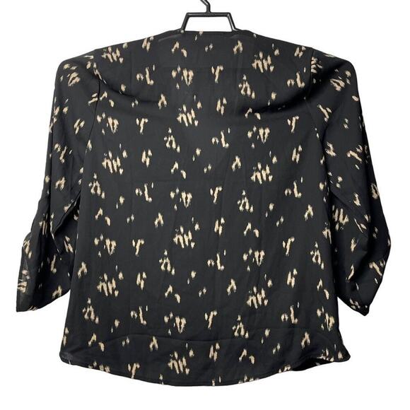 All in Favor Womens Print Faux Wrap Top Front Blouse Small Black Taupe‎ Smudge - Picture 3 of 11